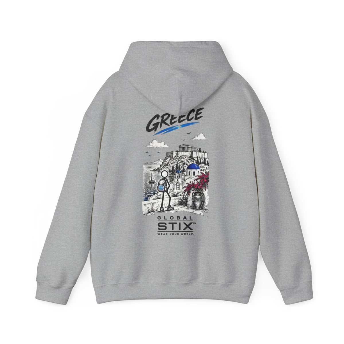 Greece Scenic Hoodie – Global Stix Travel Illustration Sweatshirt